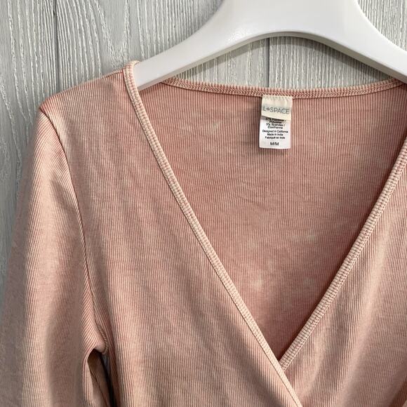 L*Space Camilla Pink Wrap Long Sleeve Top Medium - Picture 3 of 5